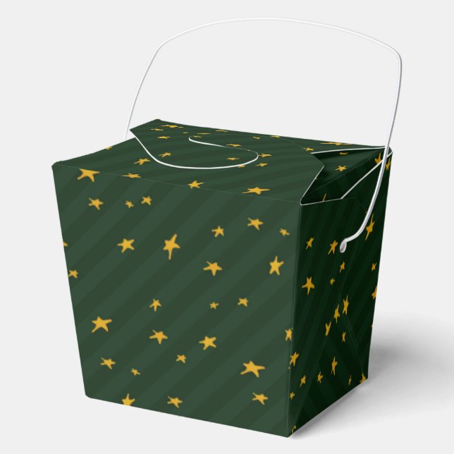 Caja Para Regalos Holiday Green Yellow Star Stripe Christmas (Anverso)