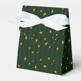 Caja Para Regalos Holiday Green Yellow Star Stripe Christmas