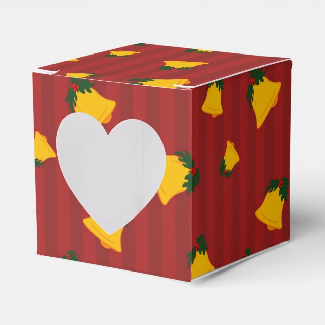 Caja Para Regalos Holiday Red Gold Stripe Bells Christmas (Anverso)