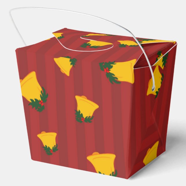 Caja Para Regalos Holiday Red Gold Stripe Bells Christmas (Reverso )