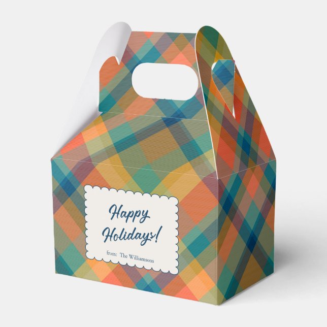 Caja Para Regalos Holiday Tartan Plaid Festive Custom Name Christmas (Front Side)