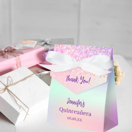 Caja Para Regalos Holografía rosa Quinceañera