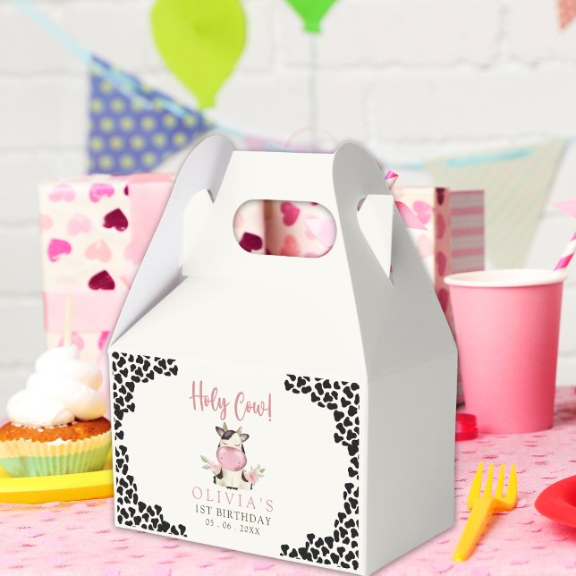 Caja Para Regalos Holy Cow - First Birthday Girl Cow Theme (Subido por el creador)
