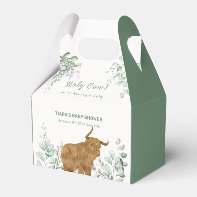 Caja Para Regalos Holy Cow Rustic Boho Greenery Baby Shower (Front Side)