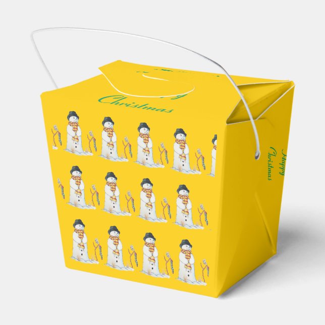 Caja Para Regalos Hombre de nieve con caldo para navidades (Reverso)