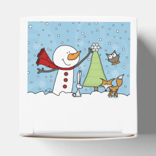 Caja Para Regalos Hombre de nieve decora árbol con criaturas de bosq