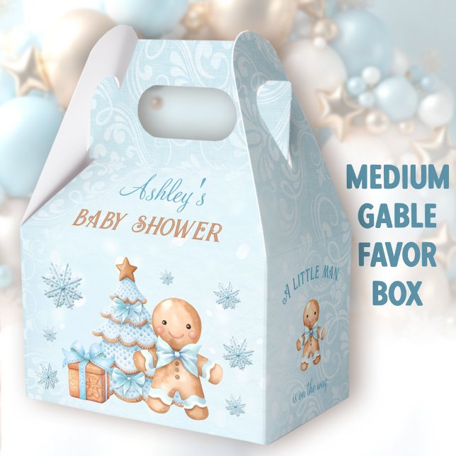 Caja Para Regalos Hombre de pan de jengibre Navidades Baby Shower me (Gingerbread Man Medium Gable Favor Boxes - You can choose from 3 sizes of these gable favor boxes)