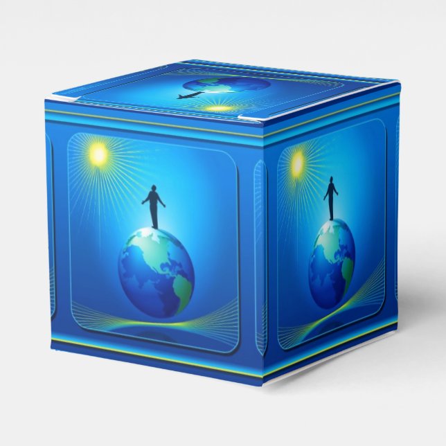 Caja Para Regalos Hombre en el globo (Costado Anverso)