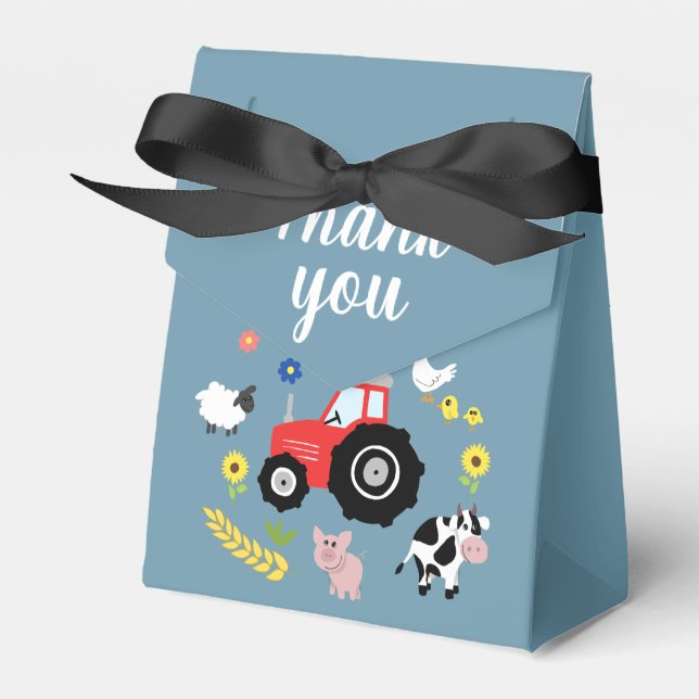 Caja Para Regalos Hombres Cute Farm Animals Tractor Baby Shower (Front Side)