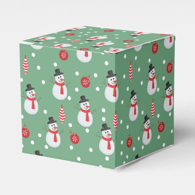 Caja Para Regalos Hombres de nieve y adornos navideños (Costado Anverso)