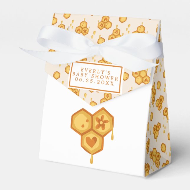 Caja Para Regalos Honeycomb Honey Bee Cute Baby Shower (Front Side)