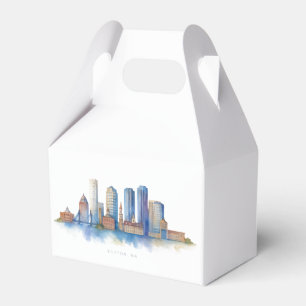 Caja Para Regalos Horizonte de la ciudad de Boston en acuarela Mod