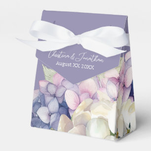 Caja Para Regalos Hortensias de acuarela púrpura y blanca sobre lava