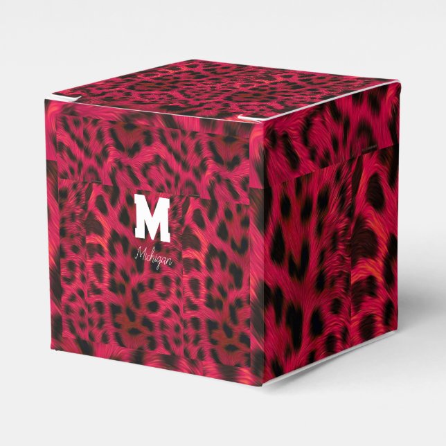 Caja Para Regalos Hot Pink Leopard Print Faux  (Costado Anverso)