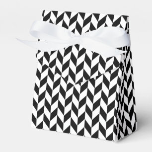 Caja Para Regalos Hueso de arenque negro y blanco elegante y audaz