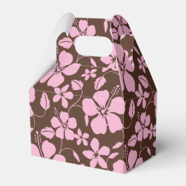 CAJA PARA REGALOS HULA HAWAIANA (HIBISCO) MARRÓN/ROSA