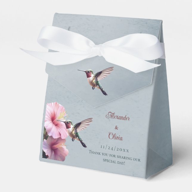 Caja Para Regalos Hummingbird y Boda de Hibiscus | Azul (Front Side)