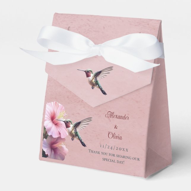 Caja Para Regalos Hummingbird y Boda de Hibiscus | Rosa (Front Side)