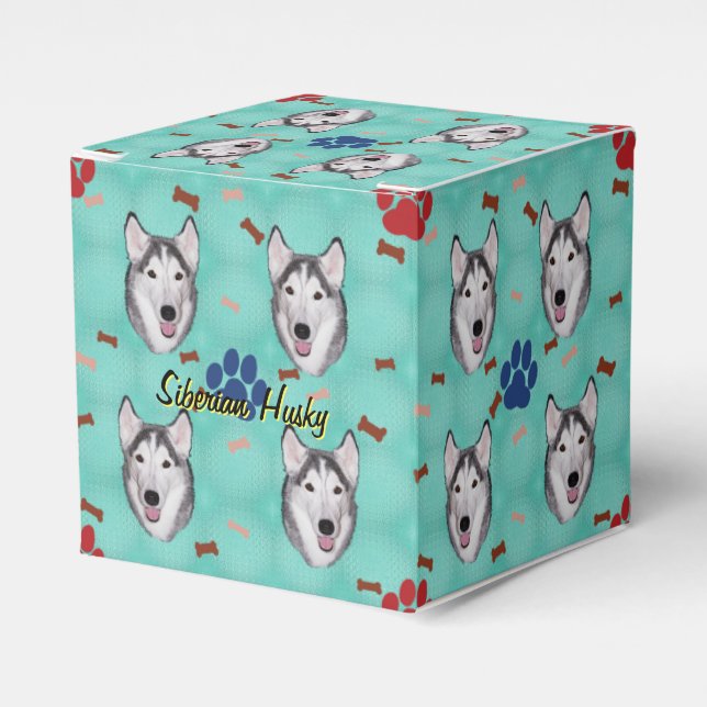 Caja Para Regalos Husky Siberian (Costado Anverso)
