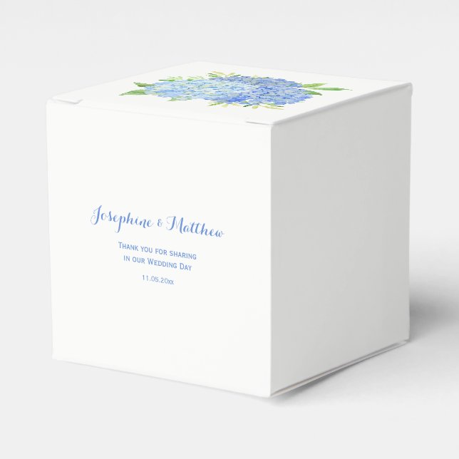 Caja Para Regalos Hydrangea Blue Floral Boda (Costado Anverso)