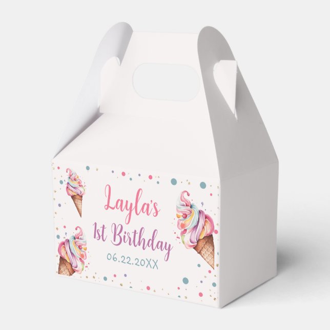 Caja Para Regalos Ice Cream 1st Birthday Party (Front Side)