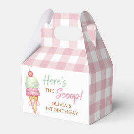 Caja Para Regalos Ice Cream Pink Bow Gingham Birthday Party