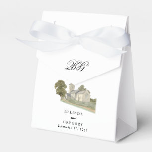Caja Para Regalos Iglesia acuarela Monograma tradicional Boda