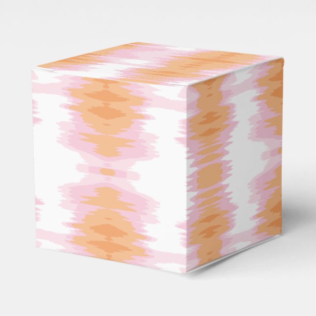 Caja Para Regalos Ikat con brillo en rosa y naranja (Costado Anverso)