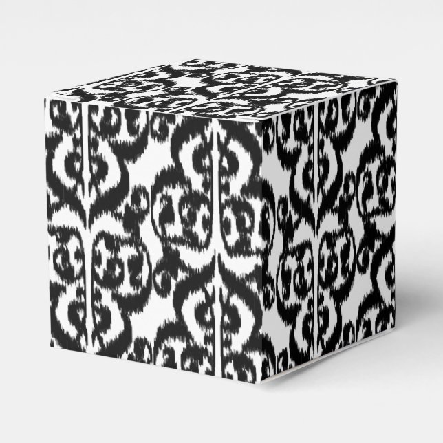 Caja Para Regalos Ikat Moorish Damask - blanco y negro (Costado Anverso)