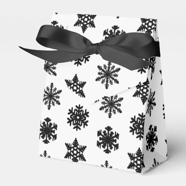 Caja Para Regalos Ikat Snowflakes - Blanco y negro (Front Side)
