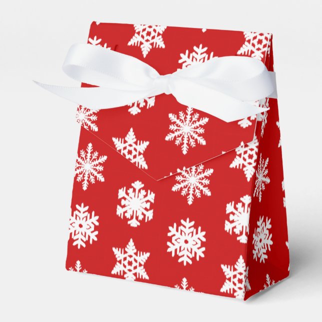 Caja Para Regalos Ikat Snowflakes - Rojo oscuro y blanco (Front Side)