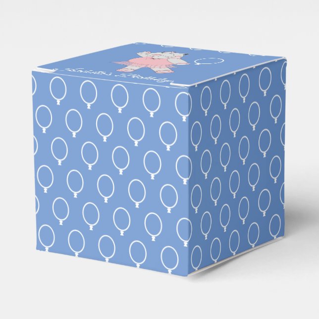 Caja Para Regalos illusima Ballet Hippo Balloon Pattern Blue (Costado Anverso)