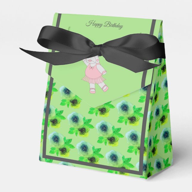 Caja Para Regalos illusima Ballet Hippo Lime Flores Regalo de cumple (Front Side)