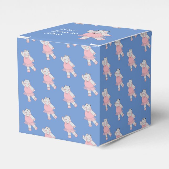 Caja Para Regalos illusima Ballet Hippo Pattern Blue Birday Party (Costado Anverso)