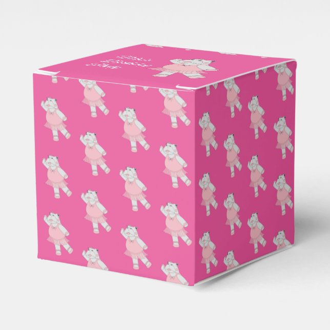 Caja Para Regalos illusima Ballet Hippo Pattern Pink Birday Party (Costado Anverso)