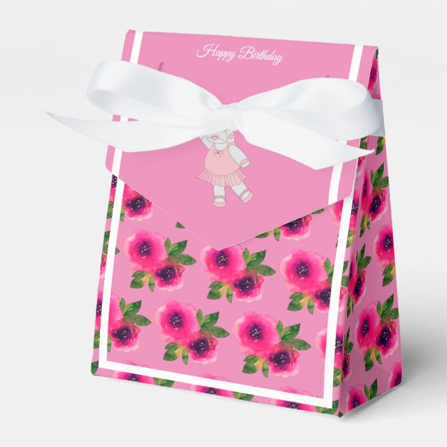 Caja Para Regalos illusima Ballet Hippo Pink Rose Birday Gift/ (Front Side)