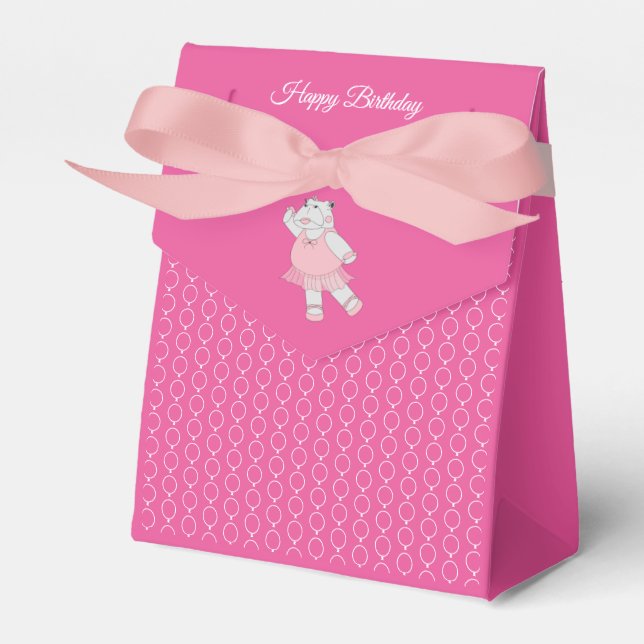 Caja Para Regalos illusima Ballet Hippo Ribbon Pink Birday Party (Front Side)
