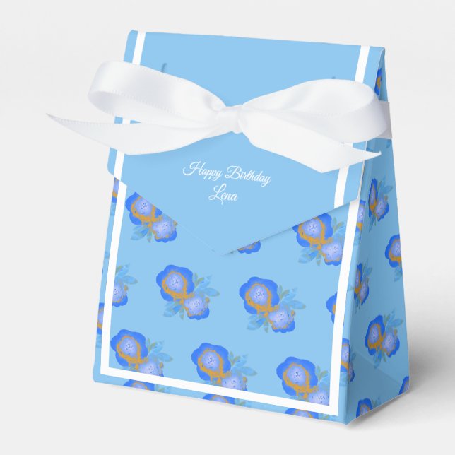 Caja Para Regalos illusima Blue Golden Rosa Blue Birday Gift/ (Front Side)