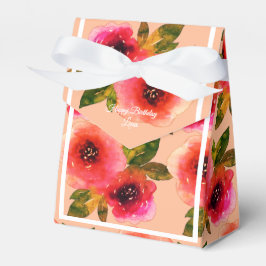 Caja Para Regalos illusima color de agua de flores rojas rosadas reg