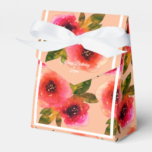 Caja Para Regalos illusima color de agua de flores rojas rosadas reg