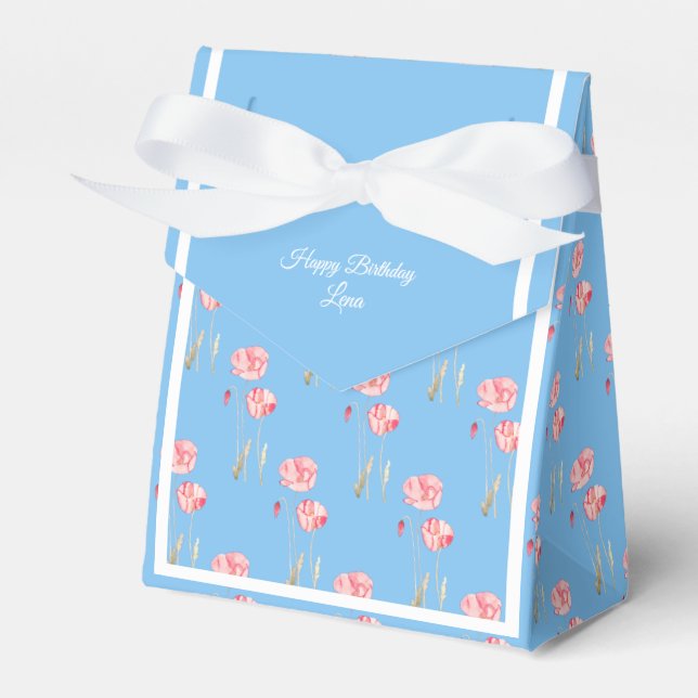 Caja Para Regalos illusima Pink Tulips Blue Birday Gift/ (Front Side)