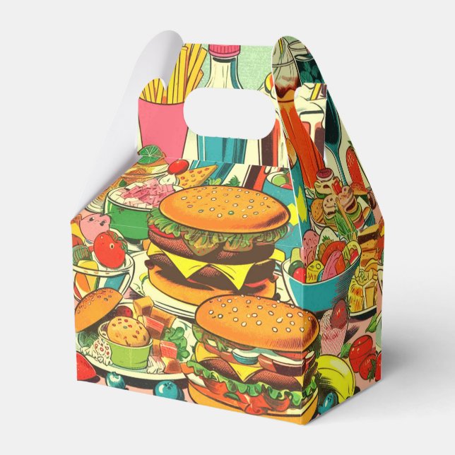 Caja Para Regalos Ilustracion de cómics de comida retro (Front Side)