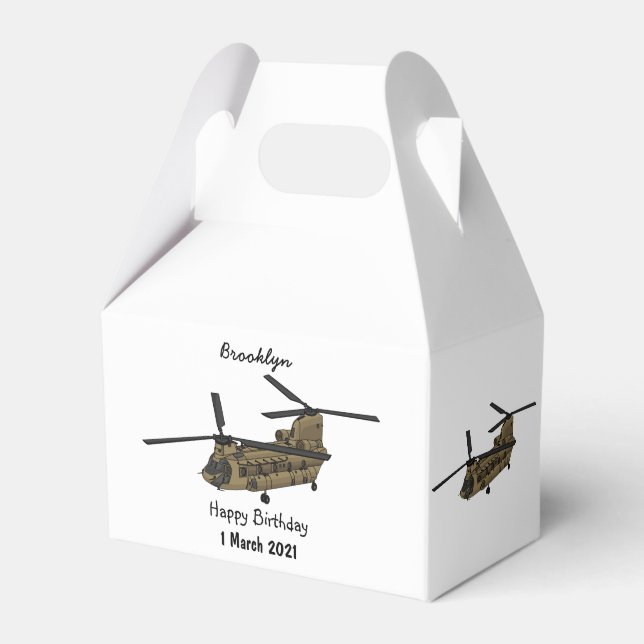 Caja Para Regalos Ilustracion de helicópteros militares de Chinook (Front Side)