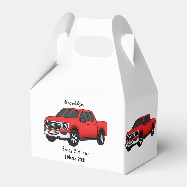 Caja Para Regalos Ilustracion de personalizado de camioneta roja (Front Side)