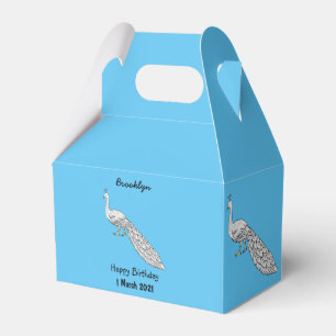 Caja Para Regalos Ilustracion personalizado de pavo real blanco