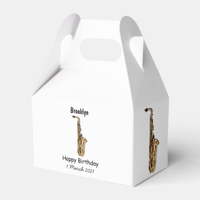 Caja Para Regalos Ilustracion personalizado saxofón (Front Side)