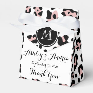 Caja Para Regalos Impresión animal rosada de leopardo negro con mono
