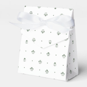 Caja Para Regalos Impresión Botánica de Bloque Verde Oscuro y Blanco