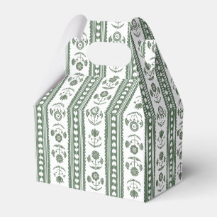 Caja Para Regalos Impresión Botánica de Bloque Verde Oscuro y Blanco