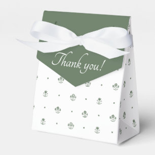 Caja Para Regalos Impresión Botánica de Bloque Verde Oscuro y Blanco